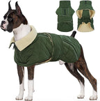 Kuoser Extra Warm Dog Coat, Windproof Cold Weather Dog Jackets for Large Dogs, Thick Fleece Lining Pet Turtleneck Snowsuit Reflective Adjustable Puppy Winter Coat Doggie Snow Jacket Green, XL