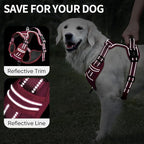 HEELE Dog Harness for Medium Dogs No Pull Dog Vest Harness with Soft Padded Handle Reflective for Outdoor Training, Burgundy Red, M