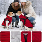 Dog Winter Coat with Harness Winter Jacket for Small Dogs Reflective Cold Weather Coats Warm Pet Vest Waterproof Snowsuit (Red, Medium)