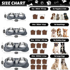 AsFrost Dog Food Bowls Stainless Steel Dog Food & Water Bowl Set with No Spill No Slip Silicone Mat, Dog Dishes for Small Medium Size Dogs Pet Cat Puppy Food Feeding Bowls, Grey, 24oz, 3 Cup