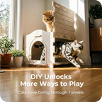 Apasiri Cat Cave Bed for Indoor Cats - Insulated Felt Cat House Indoor Hideaway, Modular Cat Houses & Condos with DIY Cat Tunnel, Scratch Resistant Pad Alternative, Small Cat Bed & Cat Furniture Gift