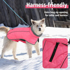 Fragralley Dog Coat Large, Waterproof Dog Jacket with Warm Fleece Lining, Adjustable Reflective Dogs Winter Coat, Turtleneck Pet Coats for Cold Weather (Pink XXL)