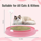 3in1 Cat Scratcher,Interactive Round Plastic Scratching Pad with Ball Track & Mouse, Engaging Puzzle for Indoor Adult Cats and Kittens-Pink