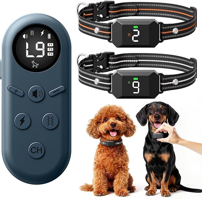 Ultra Small Dog Shock Collar for 2 Dogs(5-30Lb), Dog Training Collar with Remote Control for Small Dogs, 3 Channels, Waterproof, Rechargeable | Collar with Beep | Vibration | Safe Shock|