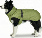 Dog Winter Coat, Warm Puffer Jacket with Fur-Safe Buckle & Leash Hole for Cold Weather, Water-Repellent Snow Vest, Breathable Thermal Apparel for Hiking & Active Dogs (Green, Large)