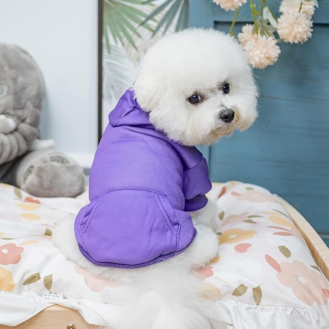 KOOLTAIL Dog Hoodie for Large Medium Small Dogs,Soft and Warm Pet Sweater with Leash Hole and Pocket Boy Girl,Puppy Fall Winter Jacket Clothes,French Pitbull Cold Weather Coat Sweatshirt,Purple SM