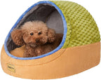 Jiupety Cute Cat Beds for Indoor Cats, Cat Cave Bed for Kittens, Hideaway Cat House for Cat & Small Dog with Anti-Slip Bottom, Washable Removable Cushion, L(19"x17"x16"), Green