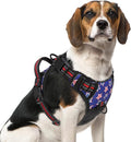 PUPTECK No Pull Tactical Dog Harness Medium Sized, Adjustable Reflective Dog Harness with Handle Easy Control, Comfortable Soft Padded Pet Vest Harness for Medium Dogs, Blue Stars M