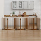 Dog Gate 32" Tall Foldable Dog Gate for Doorways Freestanding Pet Gate for Dogs Indoor (Walnut,6 Panel)