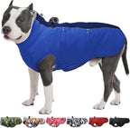 Dog Winter Jacket - Large, Warm Zip Up Snowsuit Dog Harness Vest, Reflective, Water-Resistant, Royal-Blue
