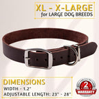 ADITYNA Leather Dog Collar for Extra-Large Dogs - Classic, Soft, Strong, Heavy Duty, Handmade Top-Grain Leather - for Walking, Training, and Hiking