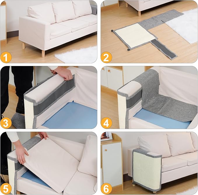 Uross Natural Sisal Cat Couch Protector Scratch Furniture Protector- Couch Protector from Cat Claws, Anti Couch Corner Sofa Protectors Furniture Scratch Guards for Cats - Right