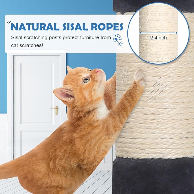 Cat Tree 36 Inch Cat Tower for Indoor Cats with Scratching Post,Padded Perch,Hanging Toys for Kittens & Adult Cats,Beige (Dark Gray)
