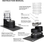RIZZARI Automatic Cat Water Dispenser: Large 5L Black with Stainless Steel Bowl - Spill-Proof Design - Extra-Wide Elevated Feeder - Eases Drinking for Senior Dogs with Joint/Spine Issues - Home Use