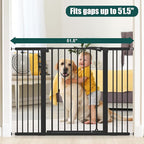 keny 36" Extra Tall Baby Gate for Stairs, 29.7-51.5" Adjustable Width Auto Close Dog Gate for Doorways Hallways, Easy Walk Thru Pet Gate with 21.1" Large Opening Door, Black