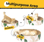 Cat Scratcher Cardboard,2 in 1 Oval Cat Scratch Pad Bowl for Indoor Kitty Grinding Claw,Round Kittens Scratching Board Corrugated Lounge Pet Beds&Furniture Protector for Couch&Carpets&Sofas