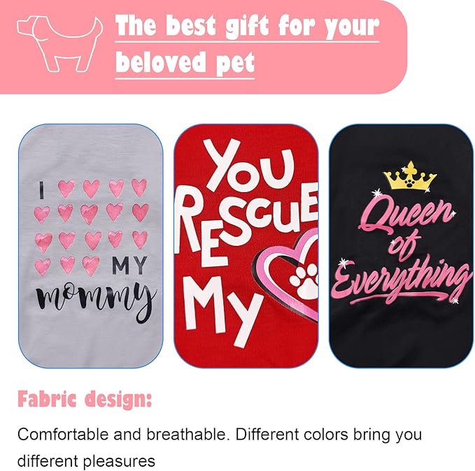 6 Pack Dog Clothes for Small Dogs Girl, Soft and Breathable Puppy Kitten Dog Shirts with Letters for Pet Cats, Summer Dogs' T-Shirts Apparel Sleeveless Vests for Chihuahua Yorkies (S)