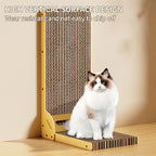 L-Shaped Cat Scratcher for Indoor Cats – Durable Cardboard Scratching Pad with Ball Toy & Catnip, Furniture Protector Cat Scratcher Lounge, Large Cat Scratch Board (Natural Design)