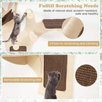 PETSITE 59 Inch Cat Wall Shelves, Tree-Like Wall Mounted Cat Tree Furniture with Sisal Scratching Posts and Mat, Perches, Hammock, Removable & Washable Padded Cushions, Cat Climber for Indoor Cats