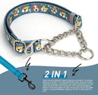 Reflective No-Pull Martingale Dog Collar with Chain, Adjustable Training Collar with Cute Cartoon Dog Pattern for Medium, Large, XL Dogs (Medium)