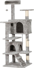 LEMY 54 Inch Cat Tree,Multi-Level Cat Tower Condo for Indoor Kittens,Light Grey Cat House with Sisal-Covered Scratching Post for Cats to Play and Sleep