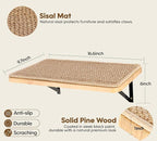 Cat Floating Wall Shelf with Scratching Mat, 1PC 9.7X16.6 Inch Large 1 Inch Thick Wood Cat Window Perches Hanging Shelves Wall Mounted Beds for Sleeping, Playing, Climbing, Support to 30 LBS