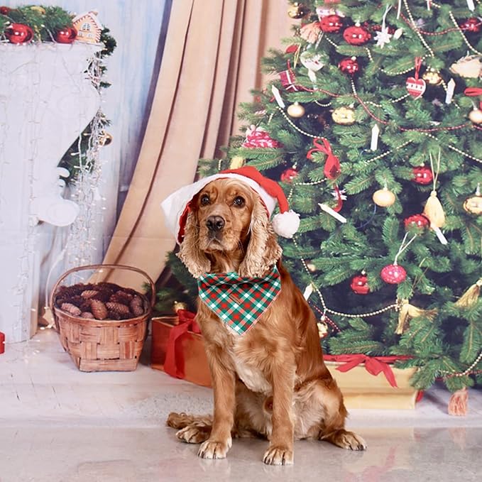 Elegant Little Tail Christmas Dog Bandana - Holiday Bandanas for Small, Medium, Large Dogs - Soft, Washable, Adjustable Square Scarf Kerchief for Girls and Boys