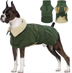 Kuoser Dog Winter Coat Waterproof Dog Snow Jacket, Warm Fleece Lined Pet Turtleneck Snowsuit Puppy Cold Weather Coats with Harness Hole, Adjustable Winter Vest for Medium Large Dogs, Green, L