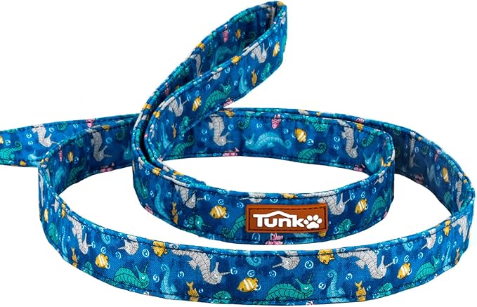 Tunkoo Dog Leash Hippocampus with Soft Comfy Cotton Handle，Girl Pet for Small Medium Large Dogs Cats Daily Walking（Hippocampus，M）