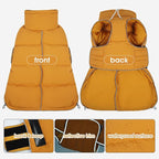 FUAMEY Dog Puffer Jacket for Large Dogs,Dog Cold Weather Coats Winter Dogs Down Jackets Waterproof Pet Snowsuits Warm Puppy Winter Vest Turtleneck Pets Adjustable Jackets Coats Mustard Yellow L