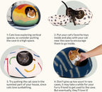 MEOWFIA Cat Cave – Premium Felt Cat Bed for Indoor Cats, Handmade Merino Wool (Snow Leopard, Medium)