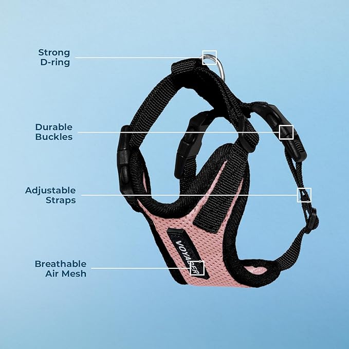 Voyager Step-in Pet Harness - All Weather Mesh, Adjustable Step in Harness for Cats and Dogs by Best Pet Supplies - Pink/Black Trim, M