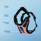 Voyager Step-in Pet Harness - All Weather Mesh, Adjustable Step in Harness for Cats and Dogs by Best Pet Supplies - Pink/Black Trim, M