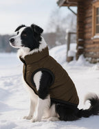 AURUZA Dog Winter Coat, Warm Waterproof Dogs Jacket Small Pet Vest for Medium Dogs Windproof Pet Fleece Vest Snow Jacket for Cold Weather(Brown,S)