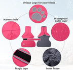 Geyecete Dog Winter Coat Geyecete Greyhound Raincoat Fabric with Lamb Velvet Inside Outdoor Dog Apparel with Adjustable Bands for Medium, Large Dog-Pink-L
