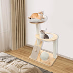 JOMCYDM Cat Tree Indoor Wooden Tower Pet Condo Activity Center 22.05Lbs Load with Cozy Bed Space Capsule Scratching Pad Rolling Ball 37.8In Freestanding