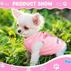 Generic 4 Pieces Summer Dog Clothes for Small Girls - Soft Puppy Shirts, Cute Chihuahua Teacup Outfits, Breathable Pet Clothing (Small, Pink, Purple)