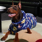 ROZKITCH Dog Clothes Large Sized Pajamas, Pet Windproof Warm Cold Weather Jacket Vest with Reflective Zipper, Jumpsuit Apparel Outfit Clothes for Medium Dog Dinosaur L
