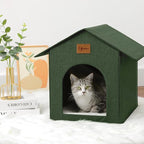 Outdoor Cat House Feral Cat Shelter,Outside Waterproof Cat House for Outdoor/Indoor Cats, Insulated Cat Bed for All Seasons with Cozy Cushion Easy to Assemble Olive Green