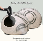 MEOWFIA Cat Cave – Premium Felt Cat Bed for Indoor Cats, Handmade Merino Wool (Light Grey, Medium)