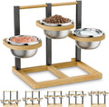 handrong Elevated Dog Bowl,5 Height Adjustable Raised Dog Bowl,Dogs Food Bowls Stand Feeding Station with 3 Food and Water Bowls for Medium,Large Dogs