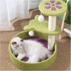Cat Tree Cat Tower Two-color three-layer cat climbing frame avocado green light blue petals cat litter cat jumping platform cat claw double ball toy Cat Tree Condo Cat Tree Indoor Climbing ( Color : B
