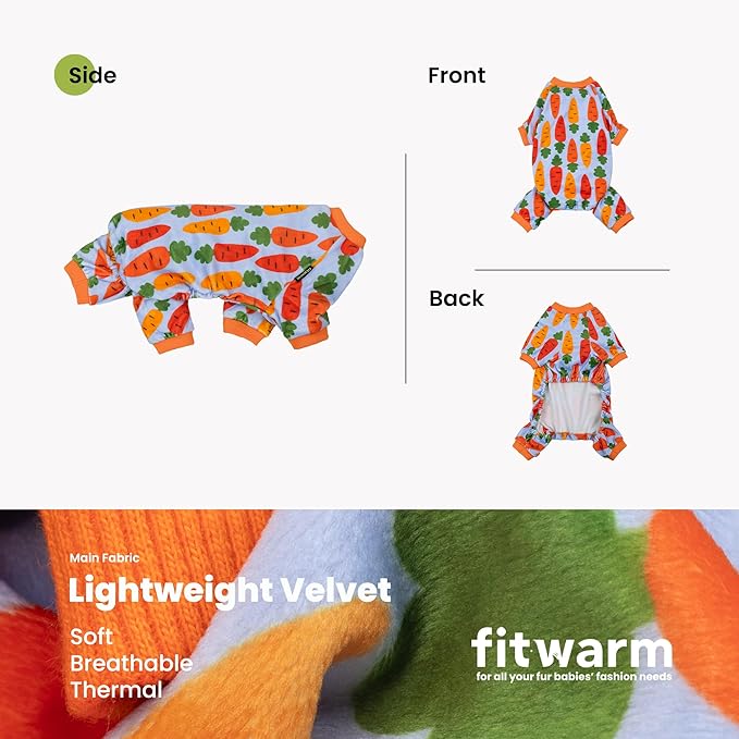 Fitwarm Carrot Dog Flecce Pajamas, Funny Easter Outfit for Small Dogs Boy Girl, Cute Pet Clothes, Blue, Orange, Red, Green, Small
