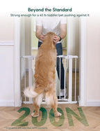 Babelio 36" Tall Baby Gate, PressGuard P7, 29-55" Auto Close Pressure Mounted Dog Gate for Doorways & Hallway, Basics Easy Walk Thru Pet Gate, Extra Wide Metal Child Gate, White