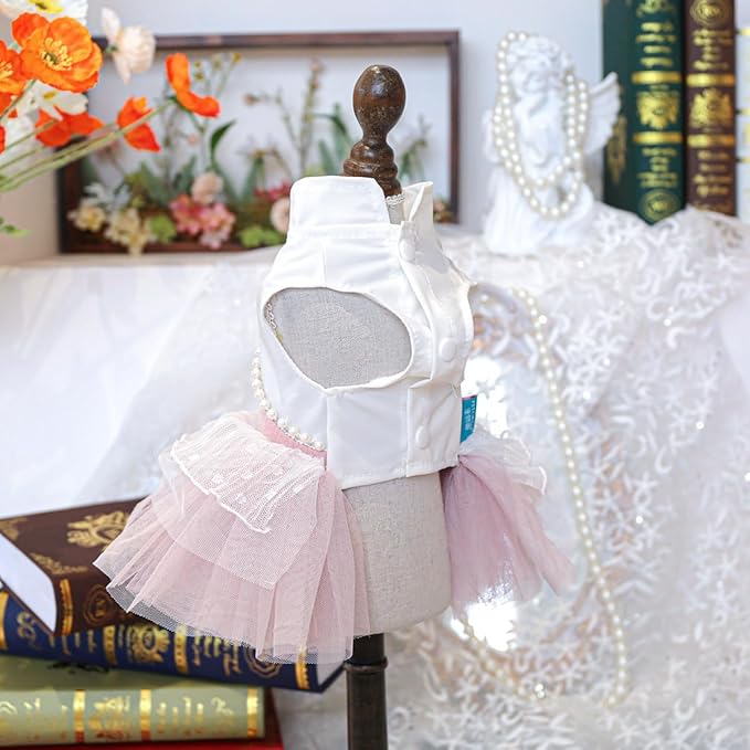 Furbabycare® Elegant Sweet Fashion Puppy Dog Blingbling Princess Skirt Pet Dog Lace Cake Camisole Tutu Dress I-Pink X-Small