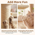 DORTALA Cat Tree for Indoor Cats, 66" Tall Cat Tower with 2 Condos, Sisal Scratching Posts, Plush Perch, Hammock, Dangling Balls, Multi-Level Pet Climbing Furniture Activity Center (Beige)