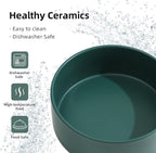 Ceramic Raised Double Bowls Set with Stand, Food & Water Bowls for Large Breed Dogs, Weighted Dog Dishes, Pet Bowl(8.2'',60OZ, Green)