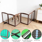 Dog Fence Indoor,Dog Gate Indoor for Doorway pet gate -6-Panel Freestanding, Hallways, House or Stairs -120x24-Inch Retractable Foldable Expandable Wood Pet by SFJC (Brown) ﻿