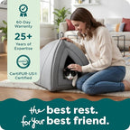 FurHaven Cat Bed Cave for Indoor Cats & Small Dogs, Washable & Foldable Pet Tent with Removable Cushion, Small, Polar Fleece, Heather Gray