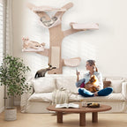 Tangkula Cat Wall Shelves, Wall Mounted Cat Tree Furniture with 4 Padded Platforms, Hammock, Sisal Scratching Mat, Removable & Washable Cushions, 5-Level Cat Climbing Steps for Wall